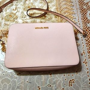 Michael Kors Blush Pink Crossbody Bag with Gold chain strap
